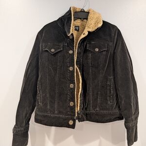 Black Sherpa-Lined Denim Jacket